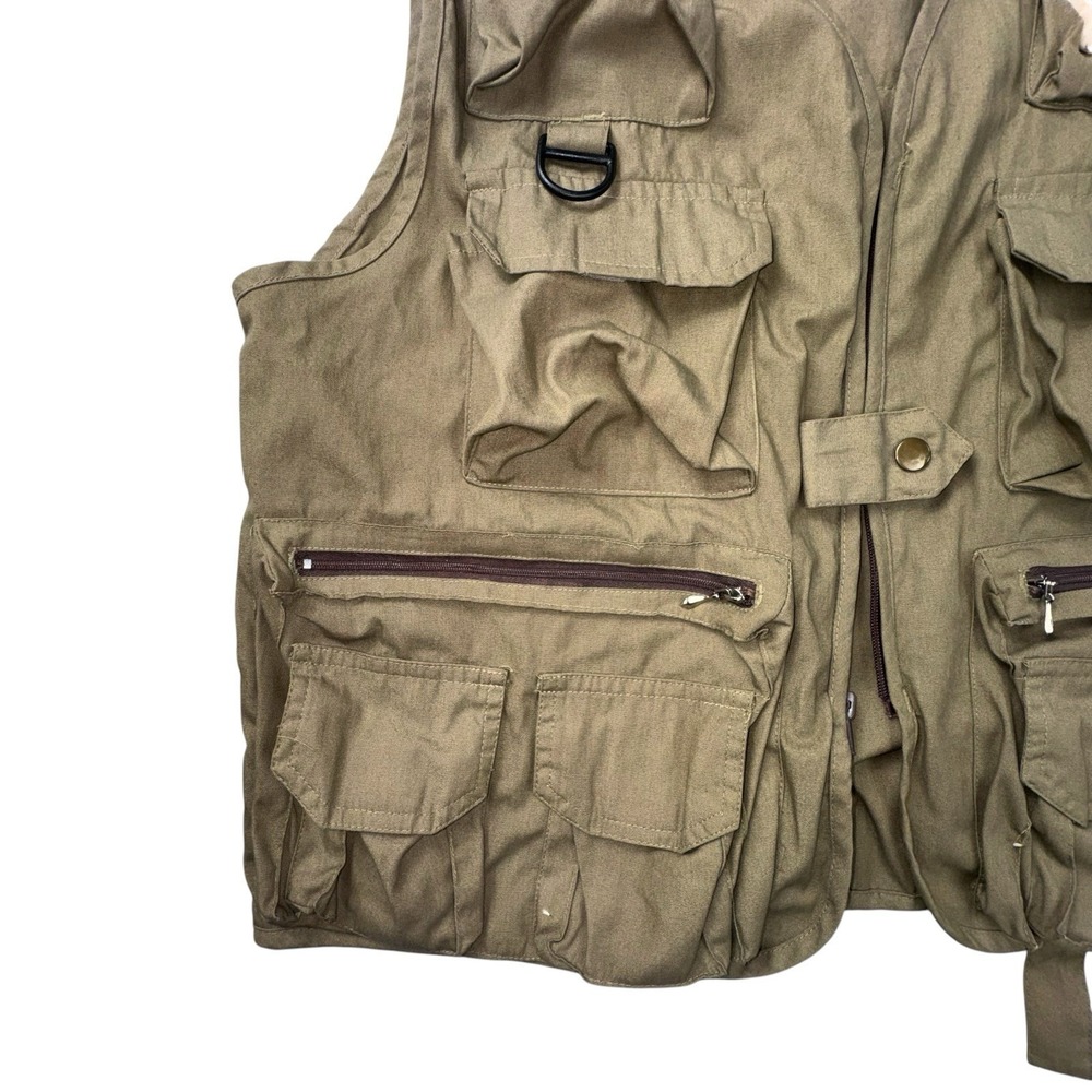 Eagle Claw S/M Fishing Vest Men Olive Green Lambskin Patch Pockets - Picture 4 of 9